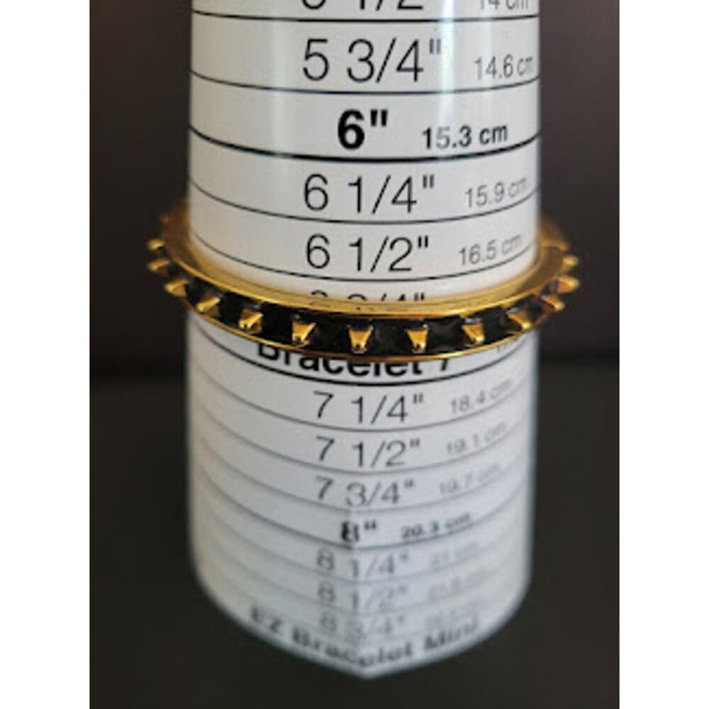 J. Crew Hinged Bangle Black Enamel Gold Plated with Small Spikes - Picture 7 of 7